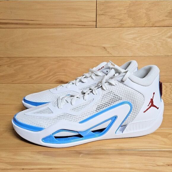 Jordan Tatum 1 White Red Blue Archer Ave St. Louis Basketball Shoes DX5573-100 - Picture 7 of 13